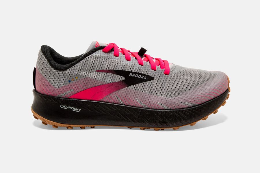 Womens Brooks Catamount Trail Shoes Alloy/Pink/Black | 318590-WSH